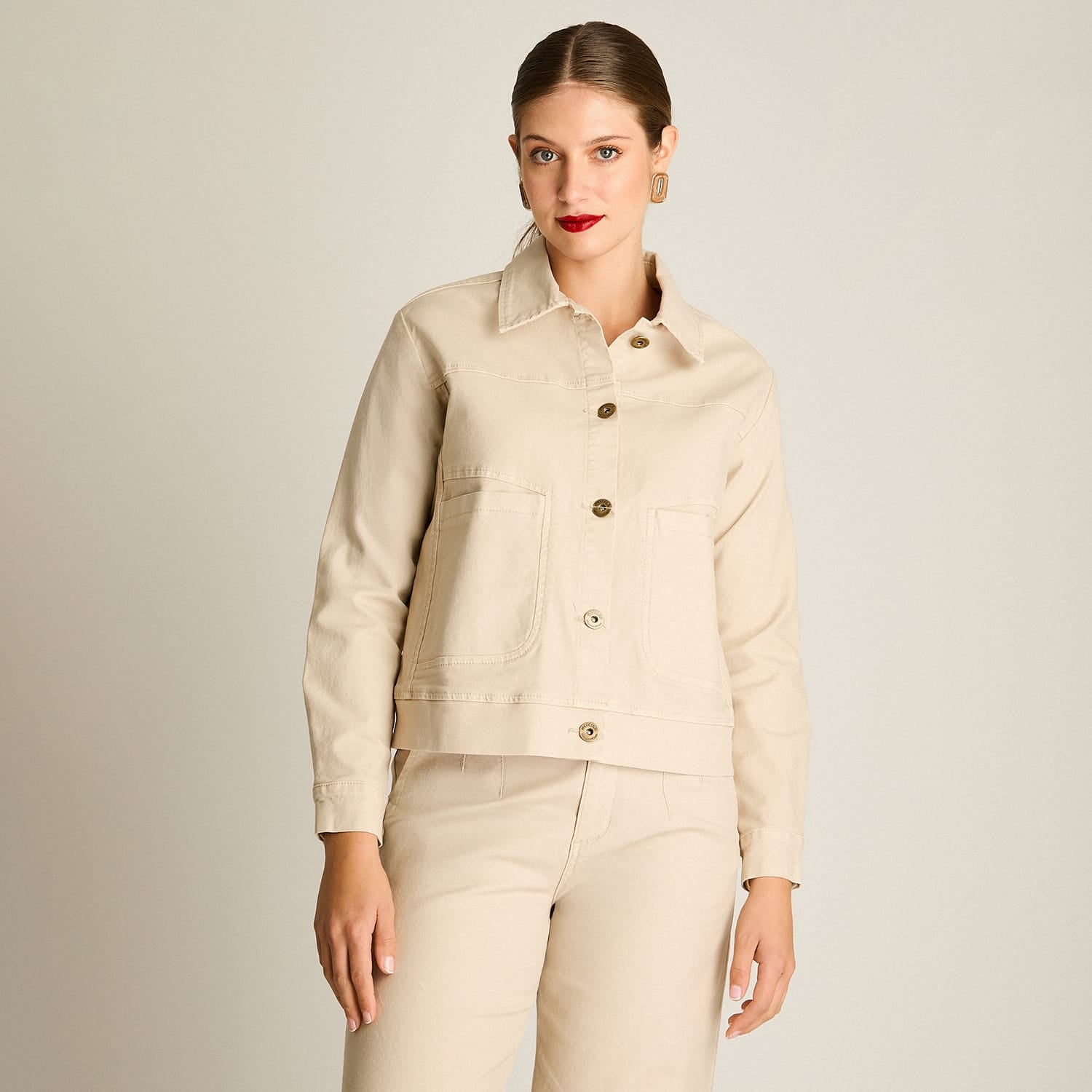 Chaqueta Crudo Abotonada Bolsillos - Lorenzo di Pontti